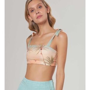 NEW Agua Bendita Aldea Susan Tie Strap Crop Top Bralette Peach Coachella